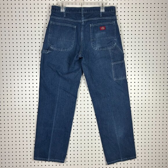 Dickies‎ Carpenter Pants Jeans Size 34x32 Work Wear Blue Hammer Y2K 90s Skate - Picture 1 of 8